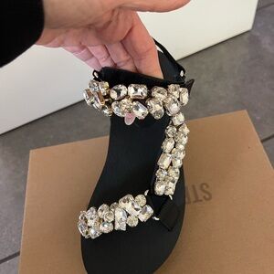 Steve Madden Black Sandals with Crystal Accents
